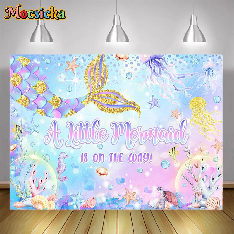 Блестящий фон для фотосъемки принцессы с русалкой для новорожденных на первый день рождения, портретный фон для фотосъемки для девочек, декор на день рождения