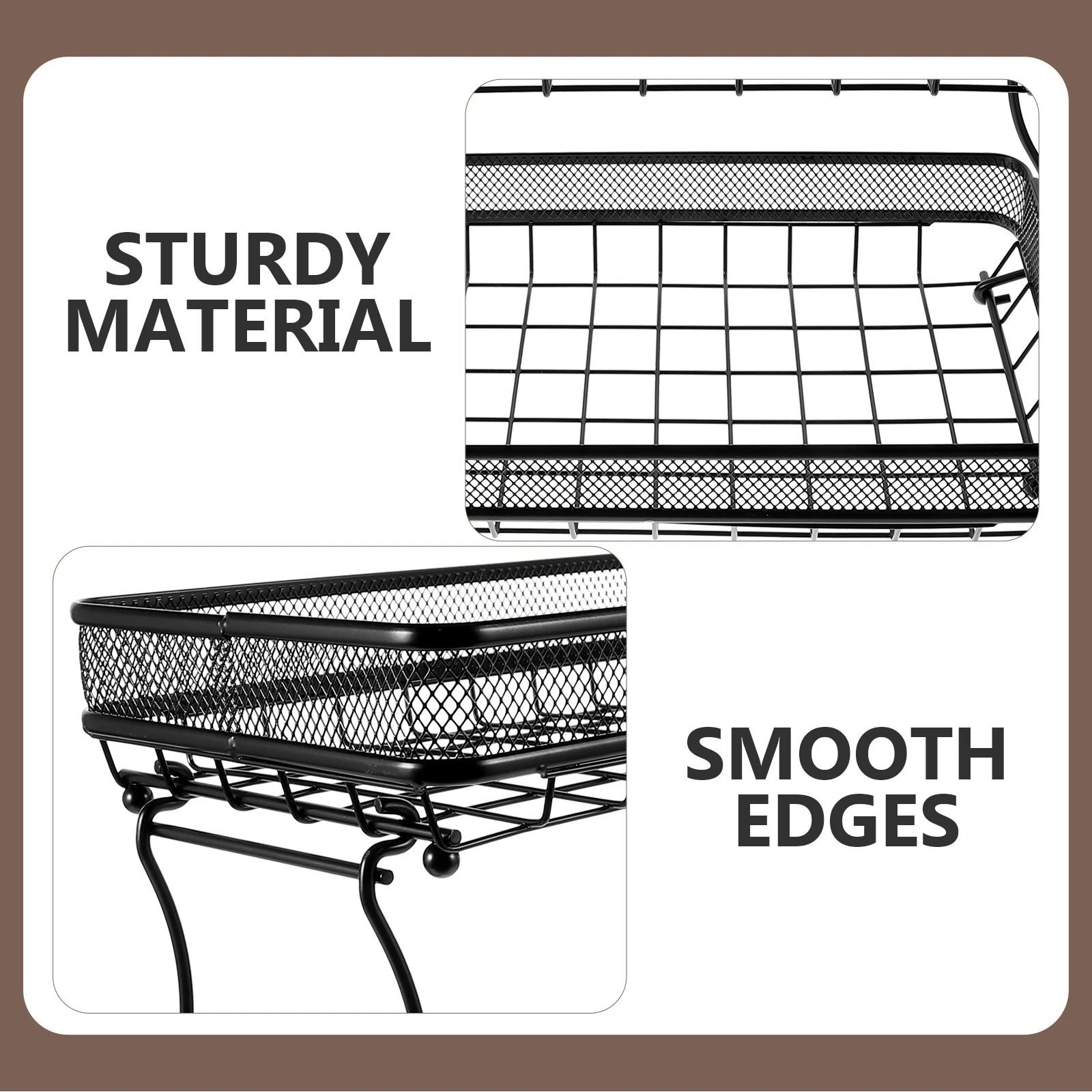 

2 Tier Fruit Snack Storage Basket Desktop Kitchen Countertop Wire Organizer Iron Basket Living Room Bedroom Multi-Function