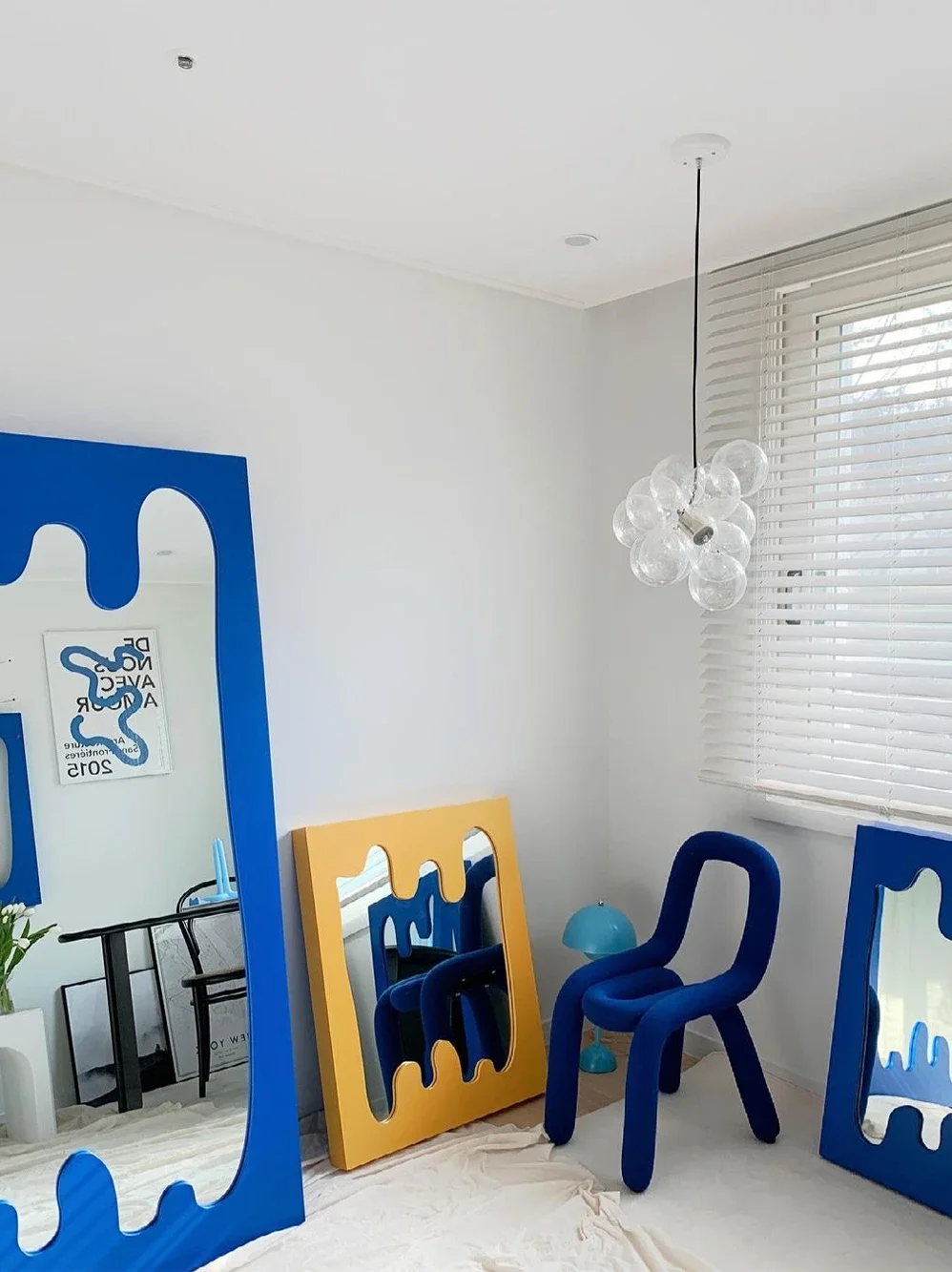 مرآة مكياج كاملة الطول بتصميم موجة إنس نورديك، مرآة تركيب إبداعية على الأرض، مرآة نصف الجسم #5