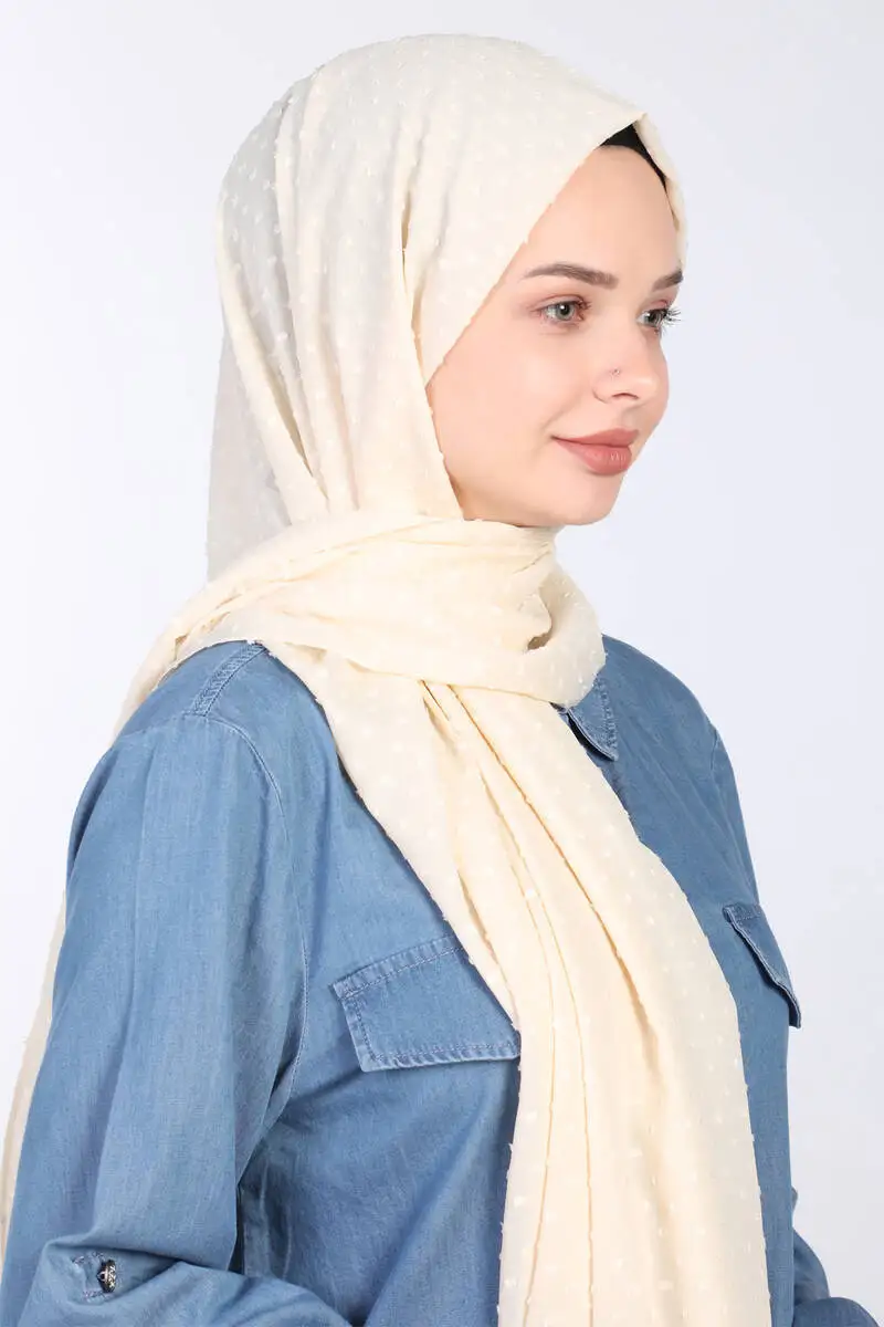 Miray Pıtpıt Chiffon Shawl Cream