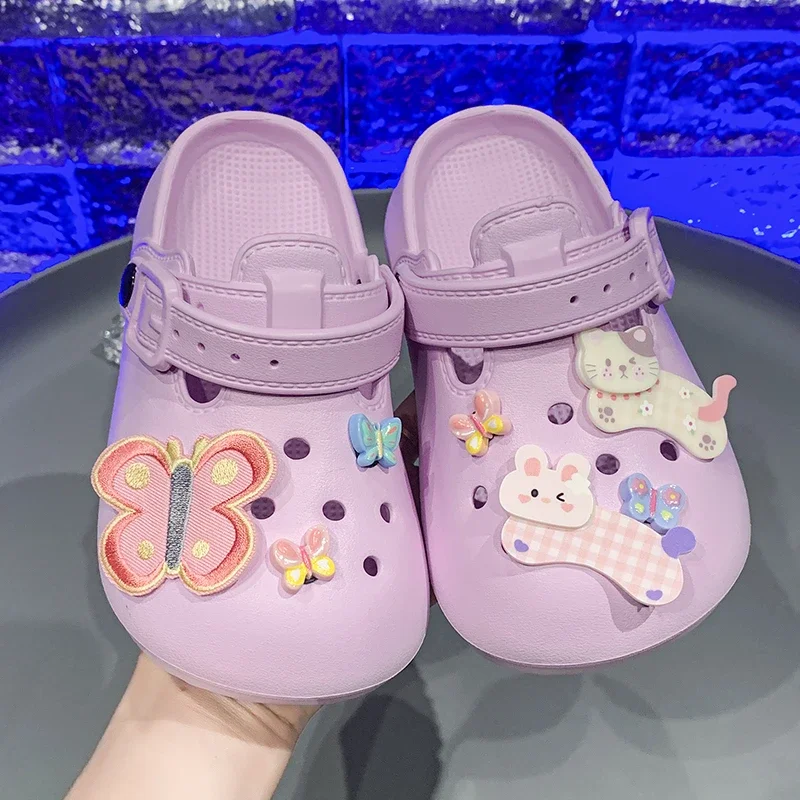 

Children Casual Slippers for Girls 2025 Summer New Fashion Korean Style Soft Bottom Anti-slippery Cut-outs Cute Cool Beach Shoes