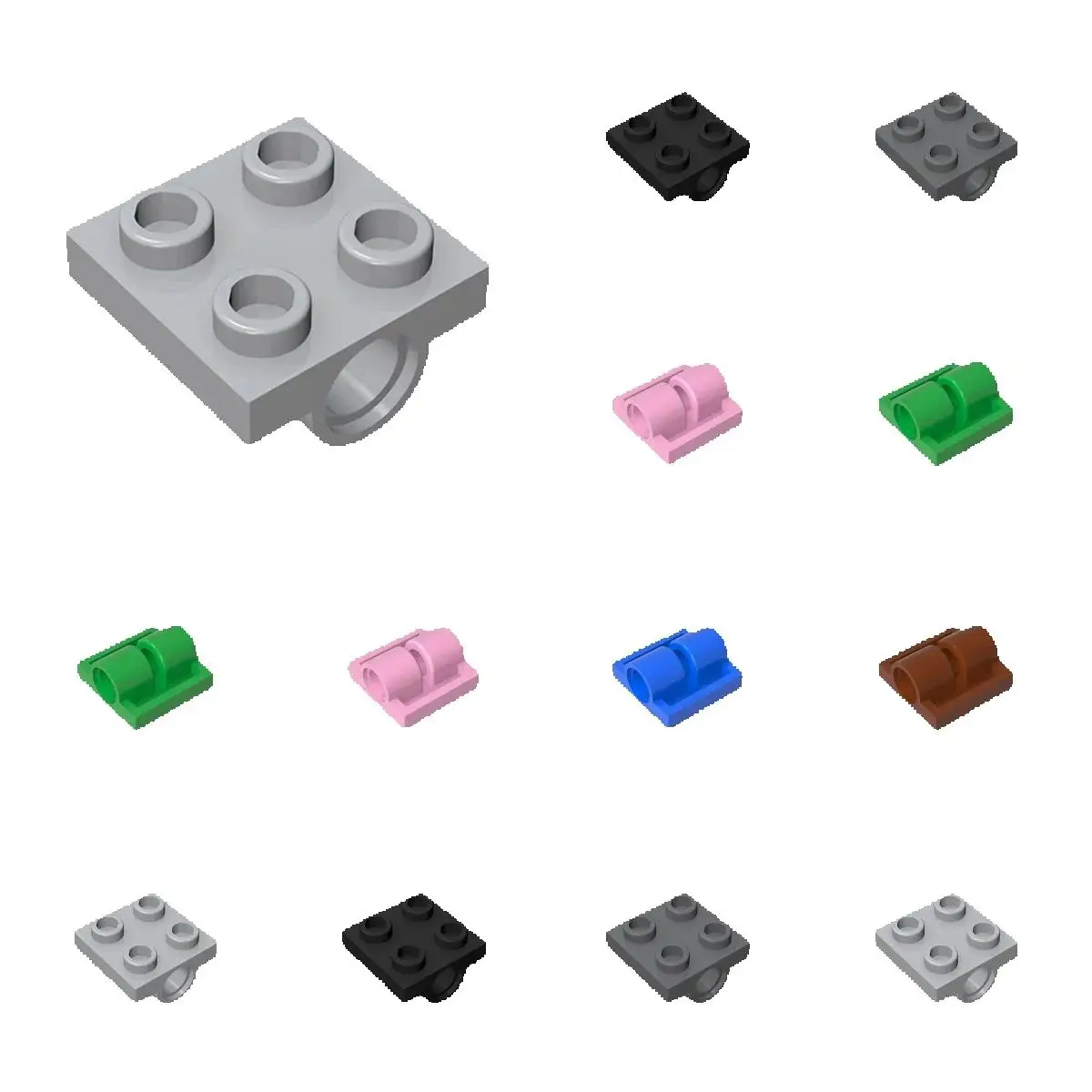 

50pcs MOC Parts 2817 Plate Modified 2 x 2 with Pin Holes Brick Building Blocks Compatible With Other Assembles Particles