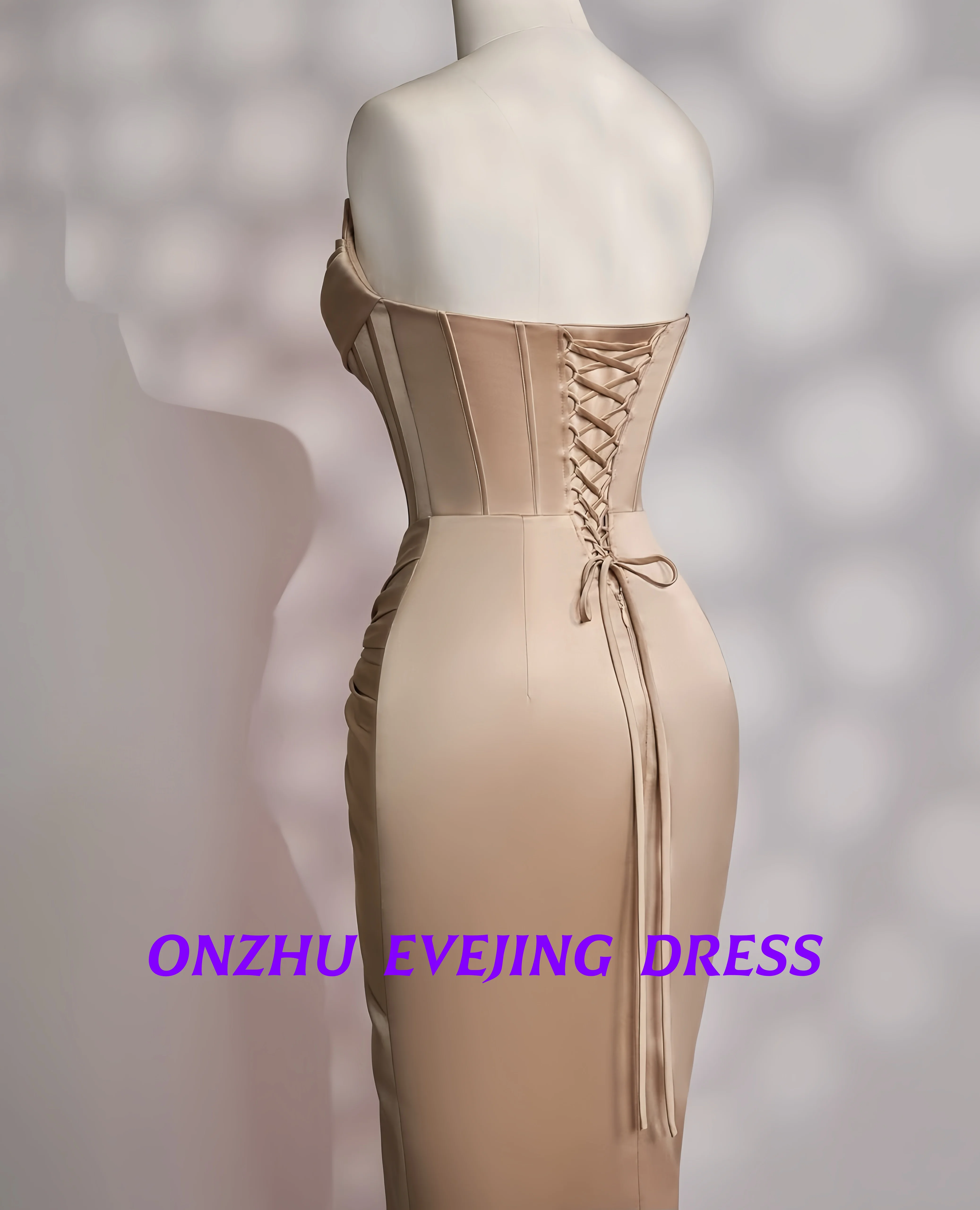 فساتين سهرة نسائية مخصصة بدون حمالات بدون أكمام من الساتان حورية البحر للمناسبات الخاصة