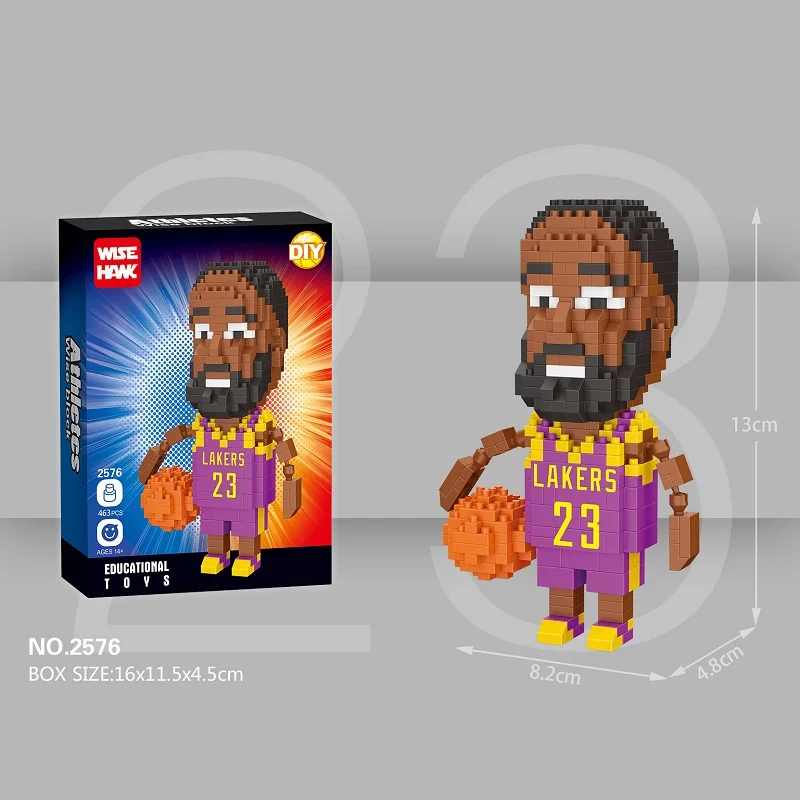 The New Basketball Idol 3D Model Building Block Basketball Player DIY Miniature Assembly Brick Movable Doll Model Children\'s Toy