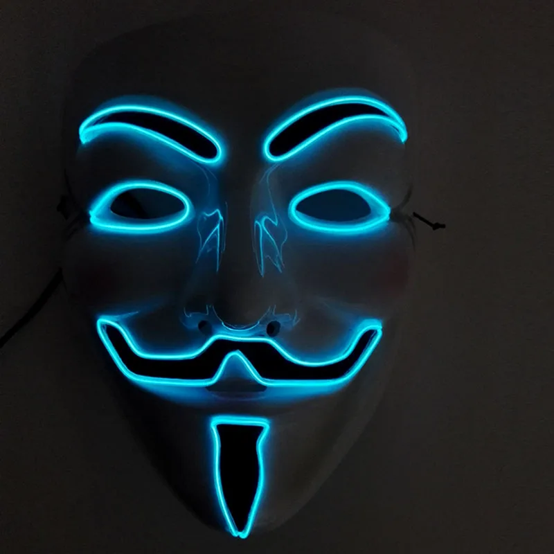 Fashion 12v Car Decoration Halloween Luminous Movie Theme Mask LED Light Anonymous Car Mask V for Vendetta Party Glowing Mask