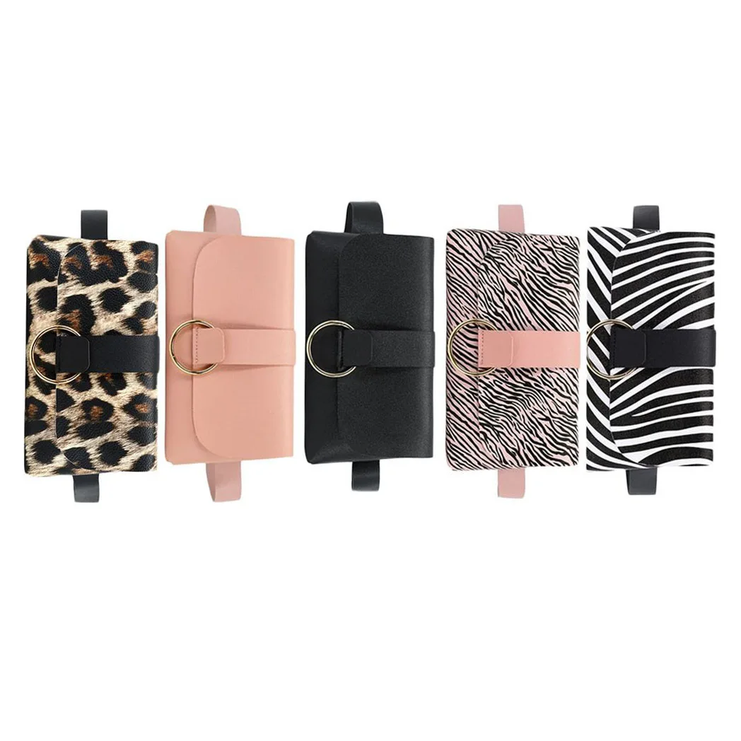 Female Fanny Pack Flap Leather PU Leopard Stripe Bag Mini Waist Bag Small Belt Mobile Phone Bag