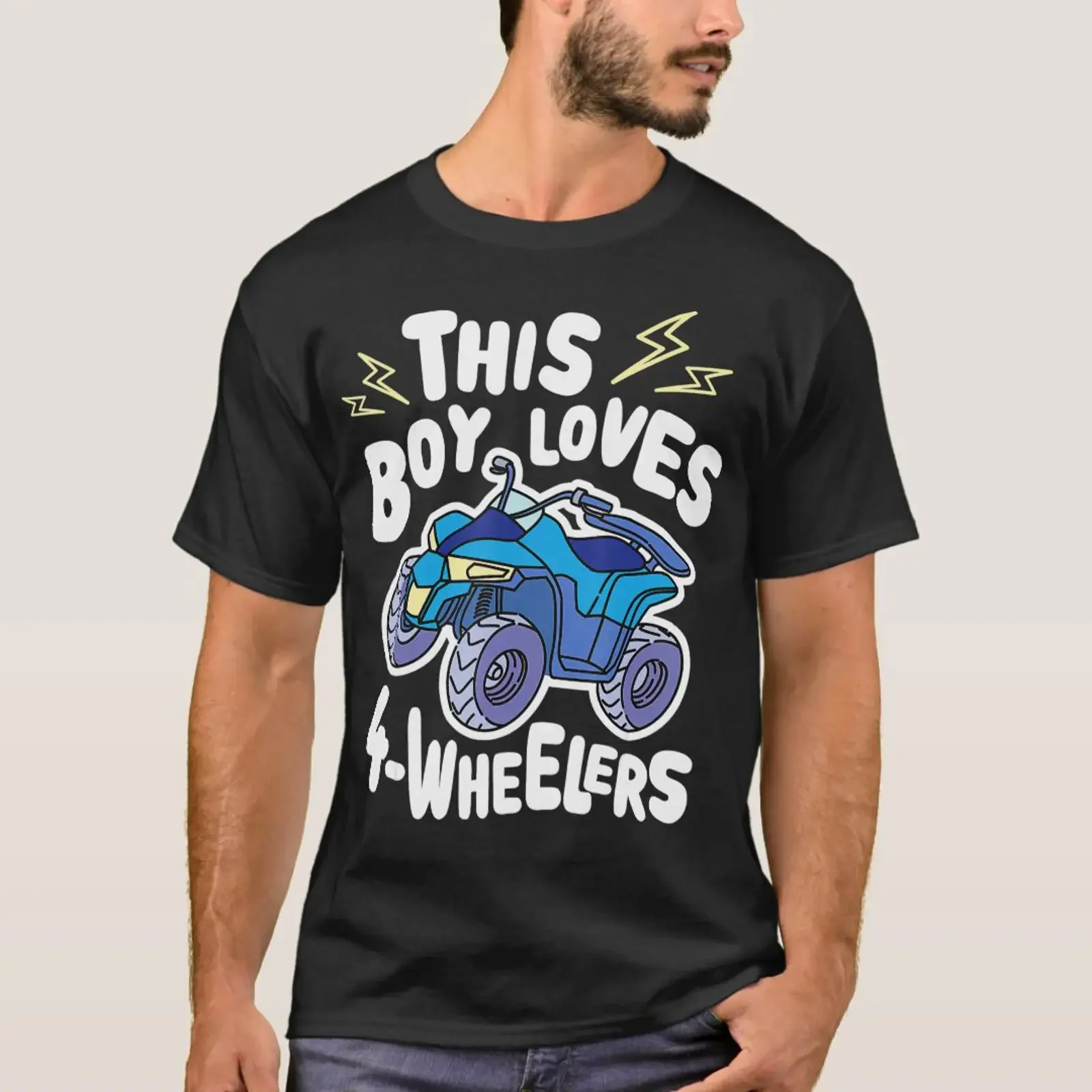 AV Quad Biking his Boy Loves 4 Wheelers T Shirt vintage Washed homme designer clothes Versatile Stretched Slightly Breathable