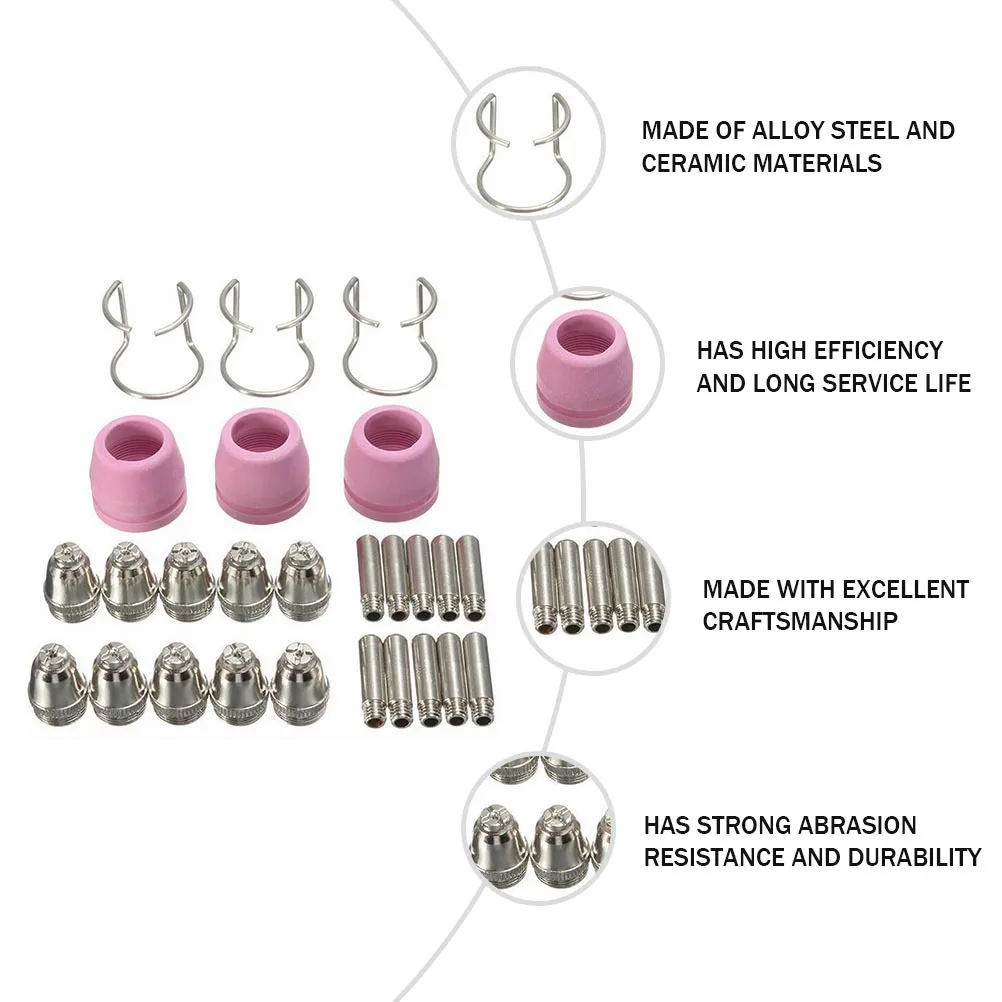 

1Set Welding Kit Plasma Cutting Torch Parts Alloy Steel Ceramic High Temperature Resistance Long Service Life Welding Kit