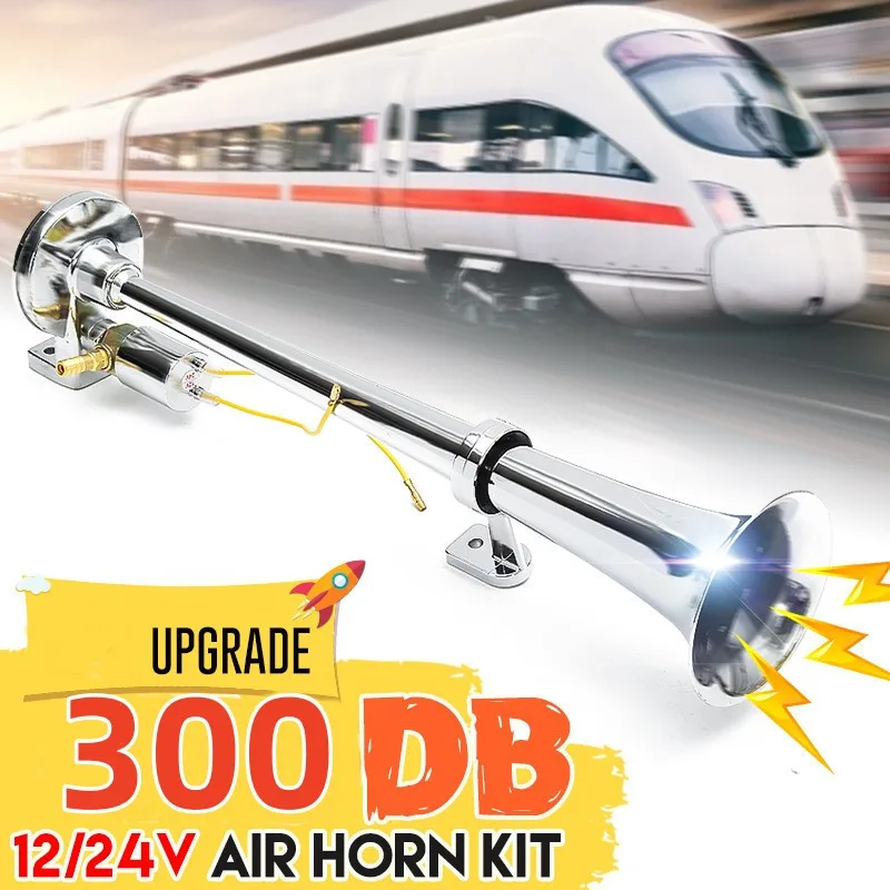 300DB 12-24V Car Air Horn Tweeter Electric Horn Tubes Air Horn Universal For Automobile Car Train Truck Motorcycle Super Loud