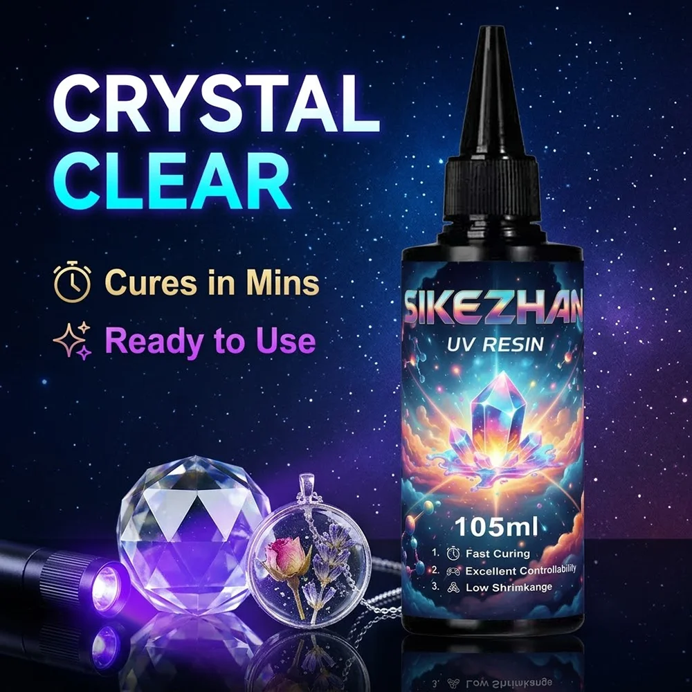 Hard Type Crystal Clear UV Resin Quick Solar Cure Ultraviolet Epoxy Liquid Glue for DIY Silicone Mold Jewelry Making Art Crafts