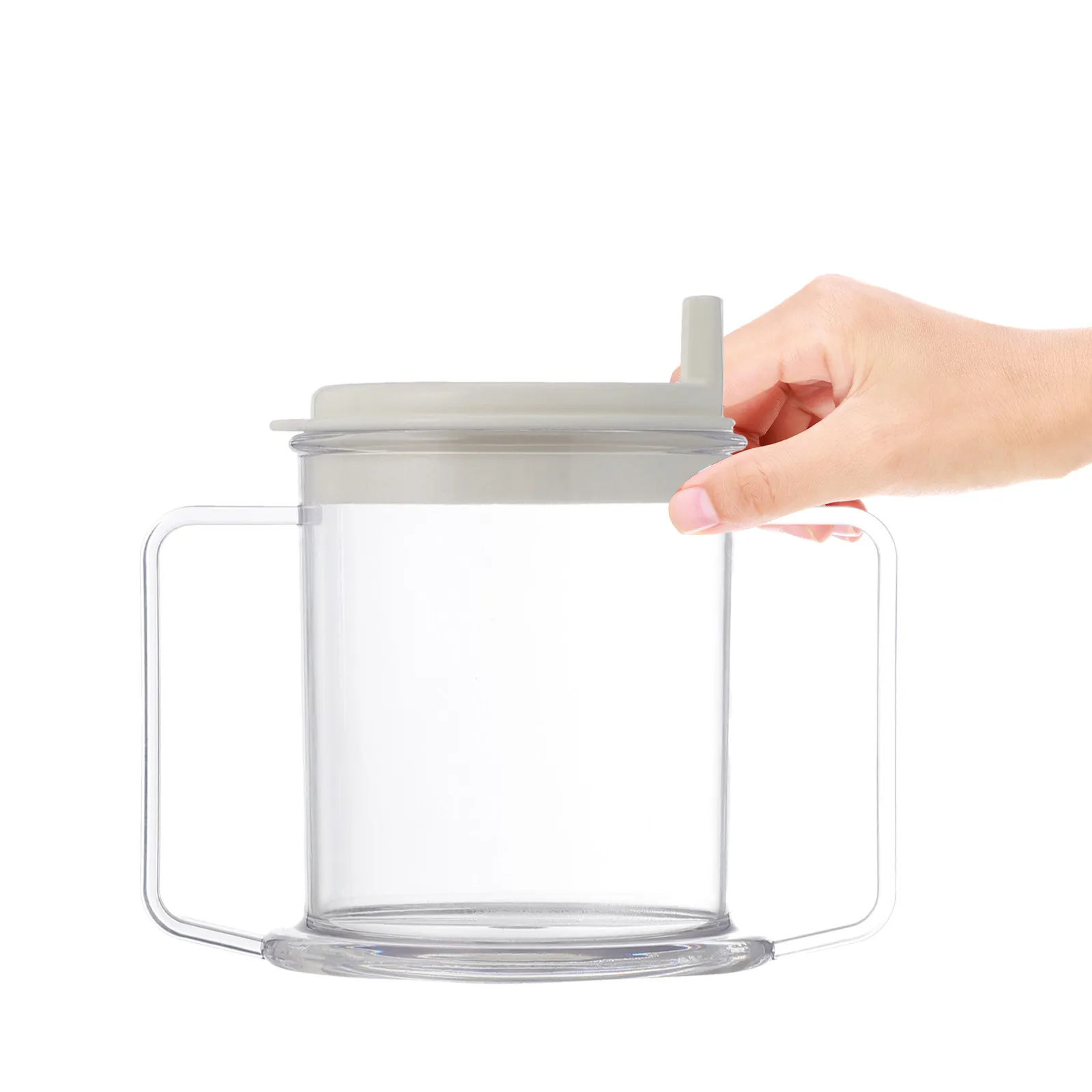 Stable Base Double Handle Plastic Cup Premium Quality for Milk Juice Coffee Tea Serving Dessert Ice Cream Anti Spill Duckbill