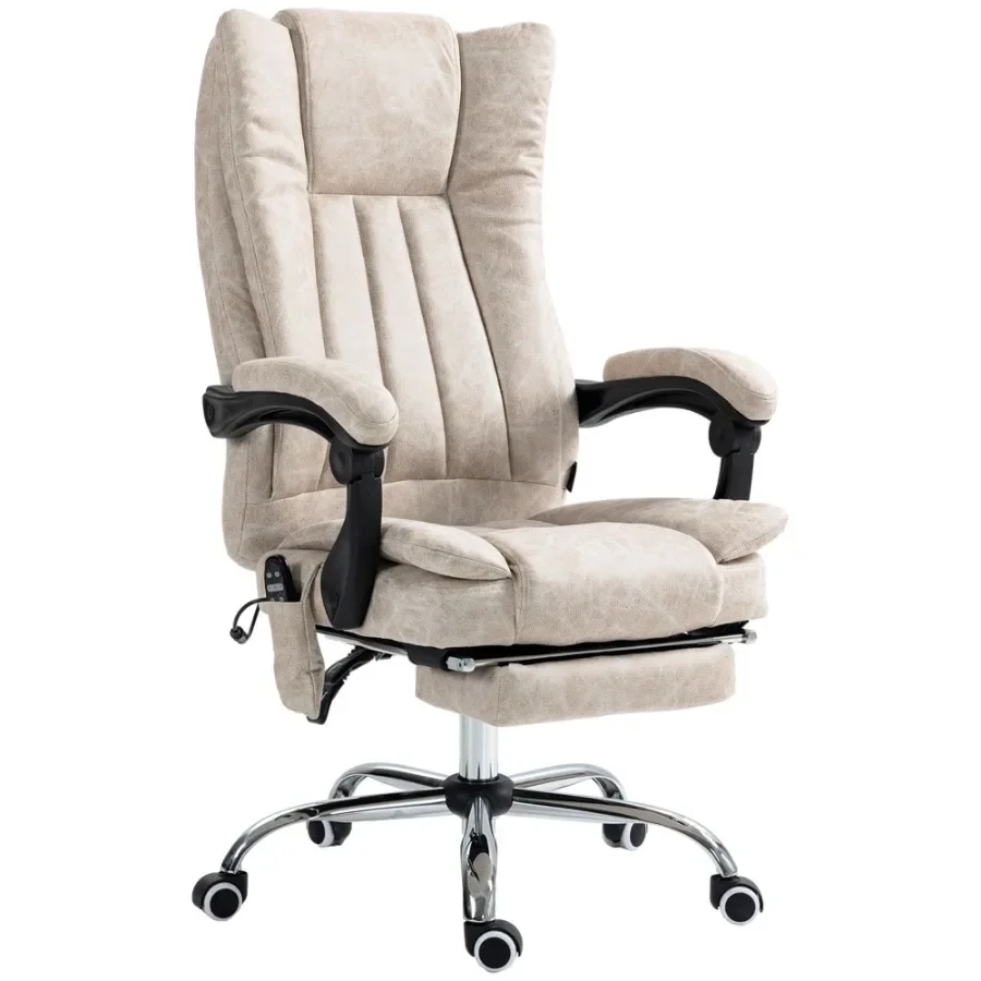 

Vinsetto Microfiber Office Chair High Back Computer Chair with 6 Point Massage Heat Adjustable Height and Retractable Footrest