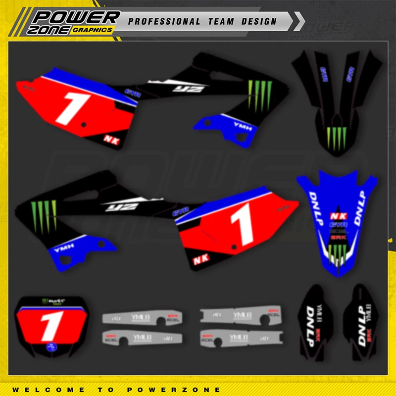 PowerZone مخصص فريق الرسومات الشارات ل 3M ملصقات عدة لياماها 22-24 YZ 125 250 2022 2023 2024 دراجة نارية ملصقات 08 #3