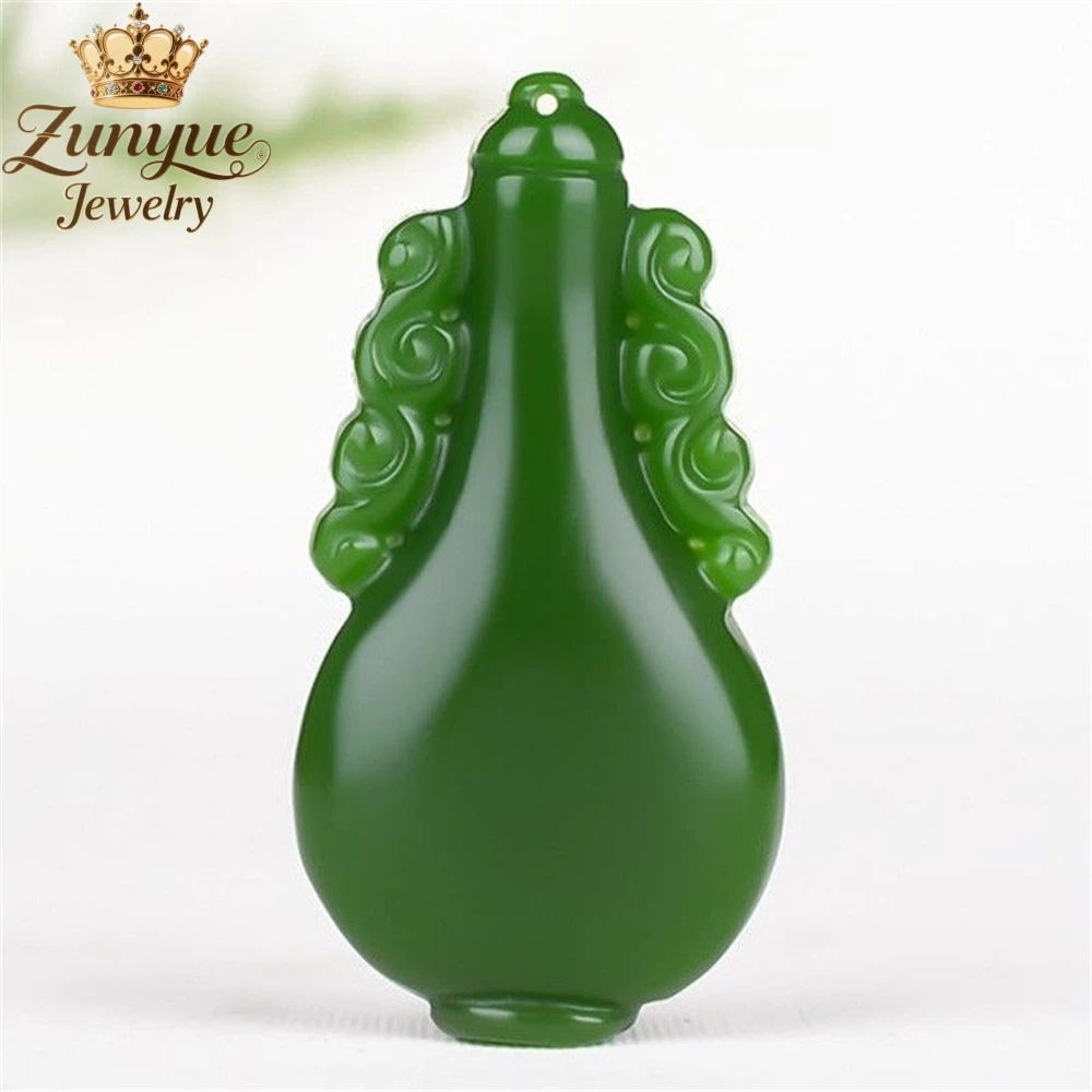 High-end Natural Spinach Green Hetian Jasper Vase Pendant Retro Ethnic Style Fashion Jade Jewelry Best Selling Fine Holiday Gift