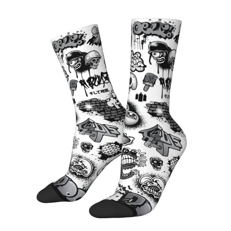 

Custom Men's Street Art Graffiti Wall Dress Socks Unisex Warm Comfortable 3D Printing Vintage Cartoon Crew Socks