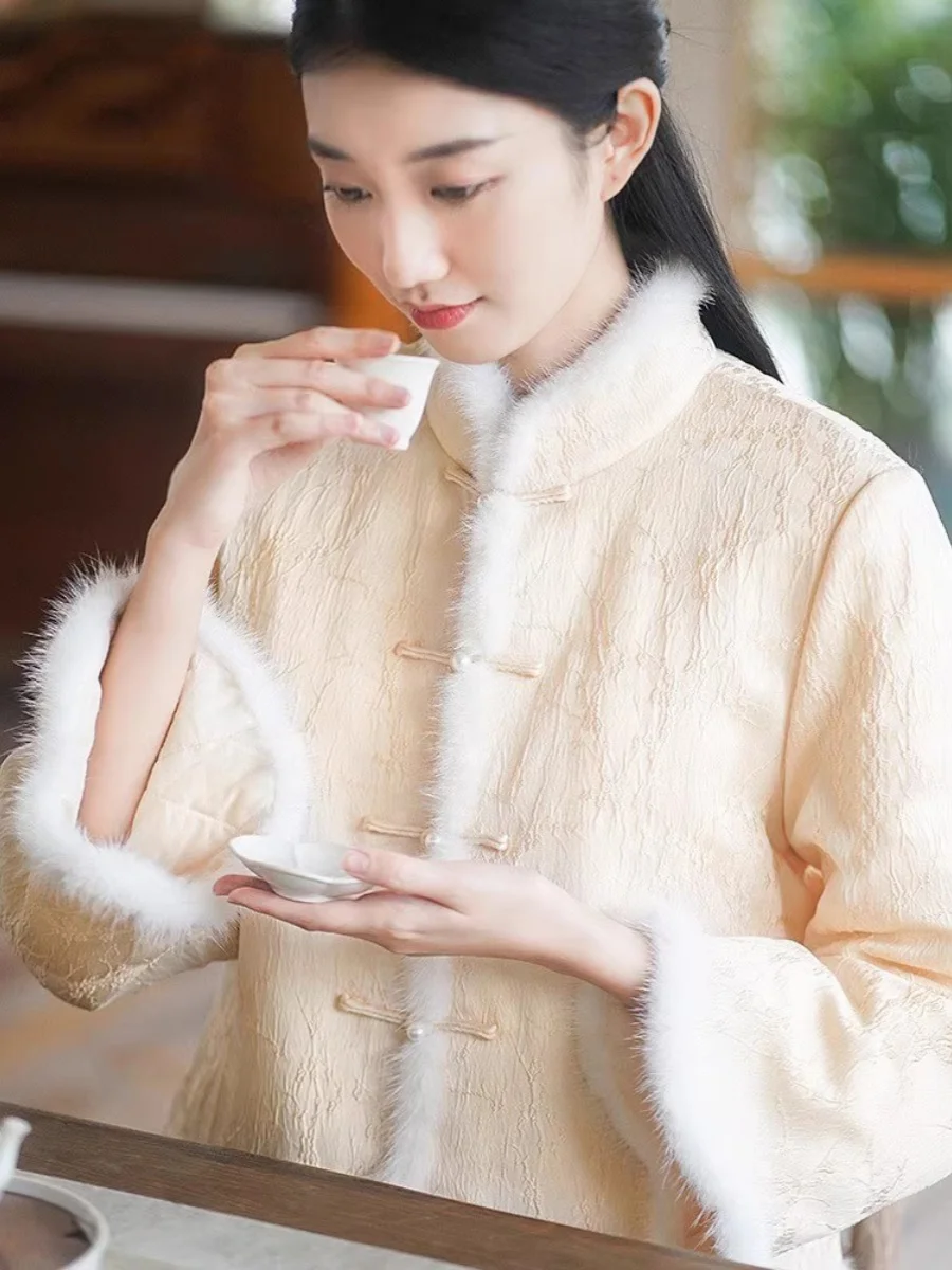 New Chinese Style Women's Jacket Tang Suit Zen Tea Artist Set Cotton Traditional Costume Female National Style Ensemble