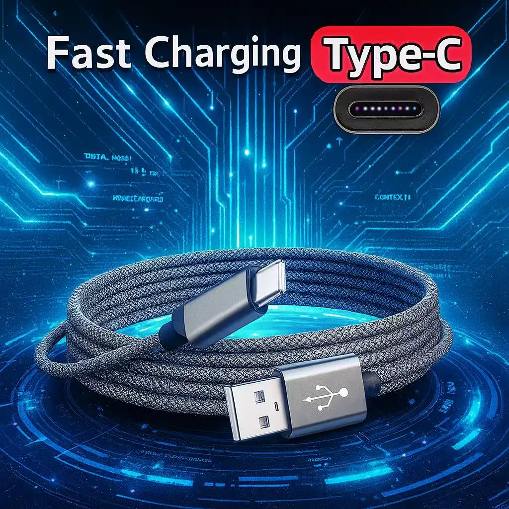 

Зарядный кабель USB A к Type C, нейлоновое быстрое зарядное устройство для передачи данных для Huawei Samsung, телефона Android C, устройство 1 м, 2 м, 3 м