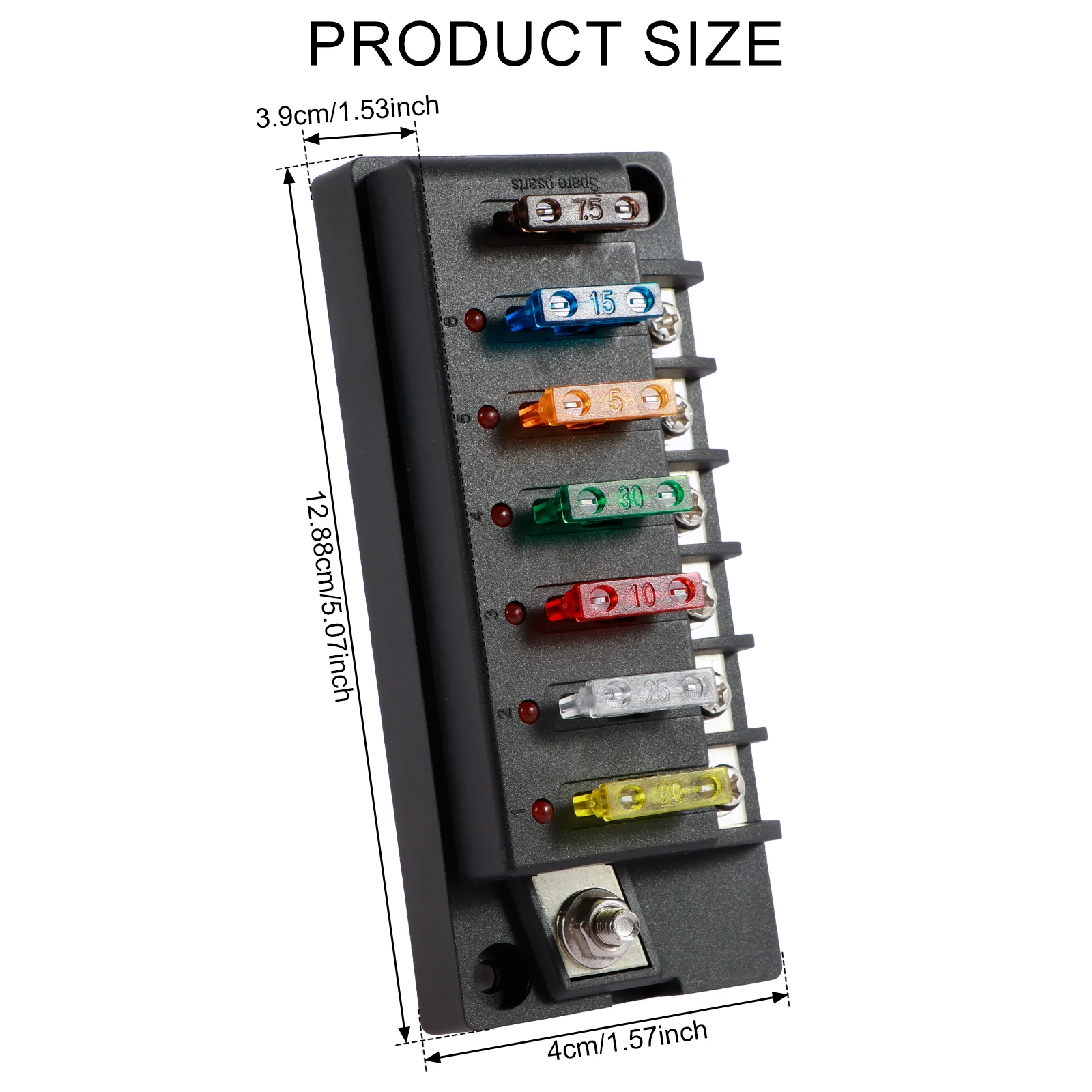 4/6 Way Fuse Block 12V Blade Fuse Box Holder with LED Indicator Waterproof Cover Compact Circuit Fuse Box Car RV Boat Fuse Pane