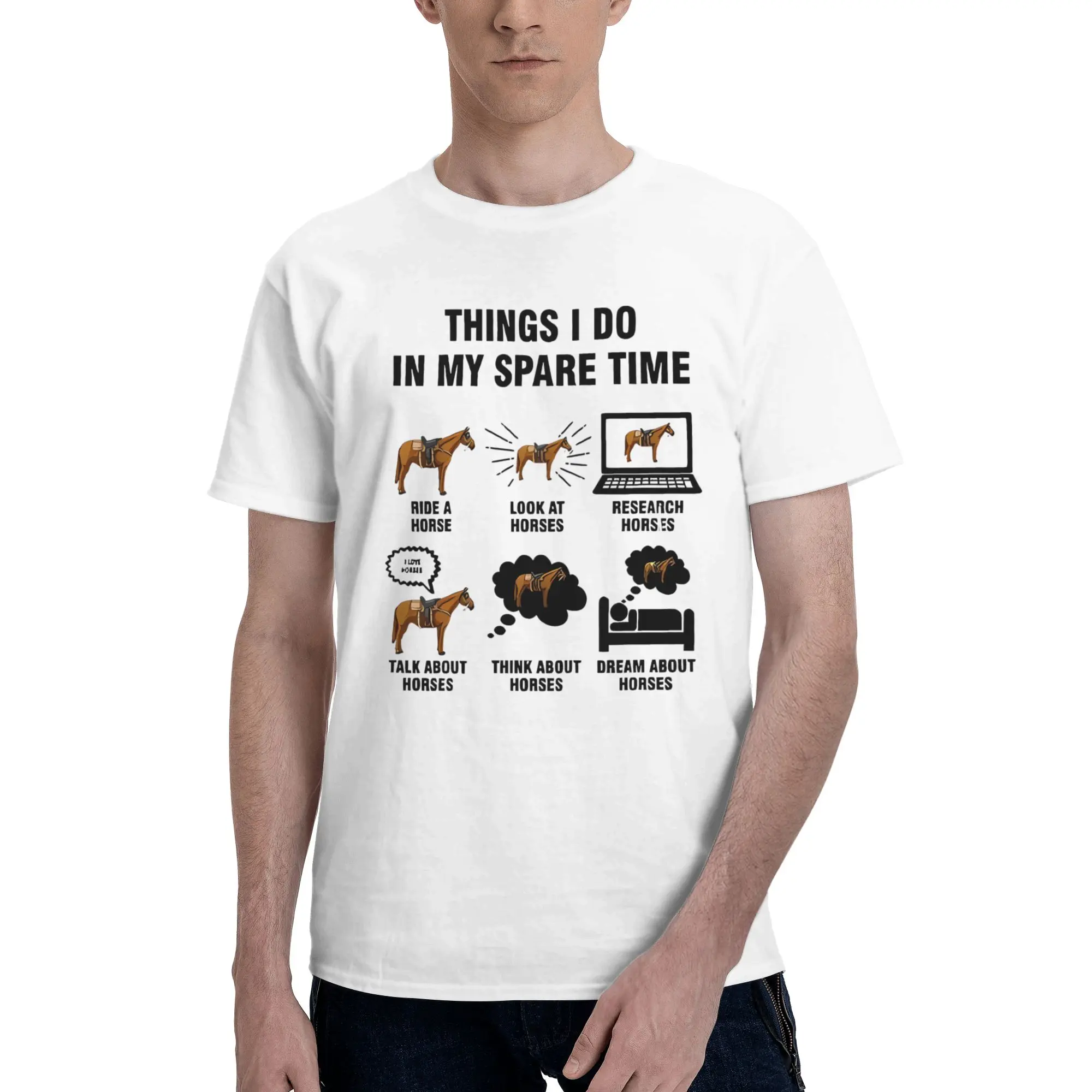 Things I Do In My Spare Time Horse Lover Sweat-Absorbing Reversible T-shirt Street Sports Shirt