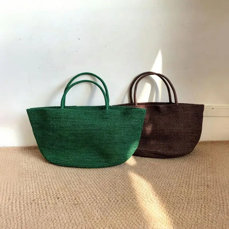 2026 Große handgewebte Raffia-Strohtasche für Damen – Luxuriöse Schultertasche für Freizeit, Sommer, Strand, Reisen und Shopping – Detail 7