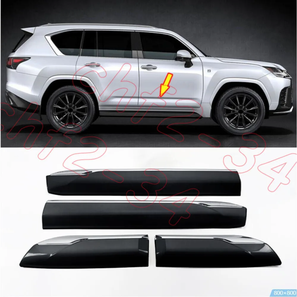 Fit For Lexus LX600 2022-2024 ABS Black Car Door Guard Molding Strip Trim 4PCS Car Styling Accessories