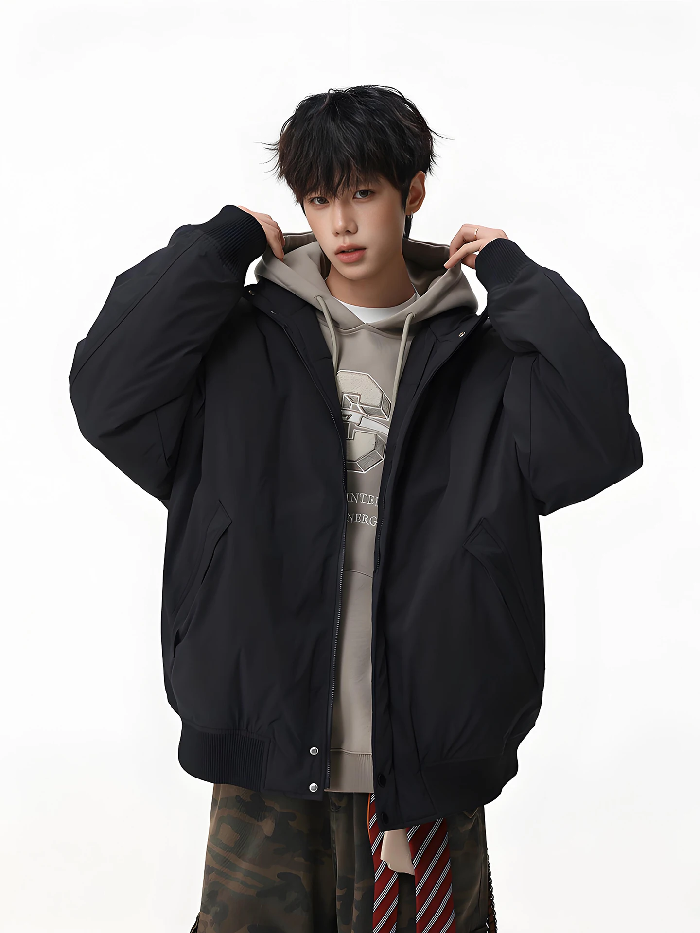 

Мужская зимняя куртка-бомбер в американском стиле из хлопка, рабочая одежда, теплая и стильная, с воротником-стойкой