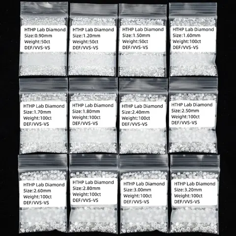 Wholesale Lab Diamond 2/5/10/20/50/100pcs Top Quality 0.9-3mm Melee HPHT Lab Grown Diamond Stone For Fine Jewelry DIY Making