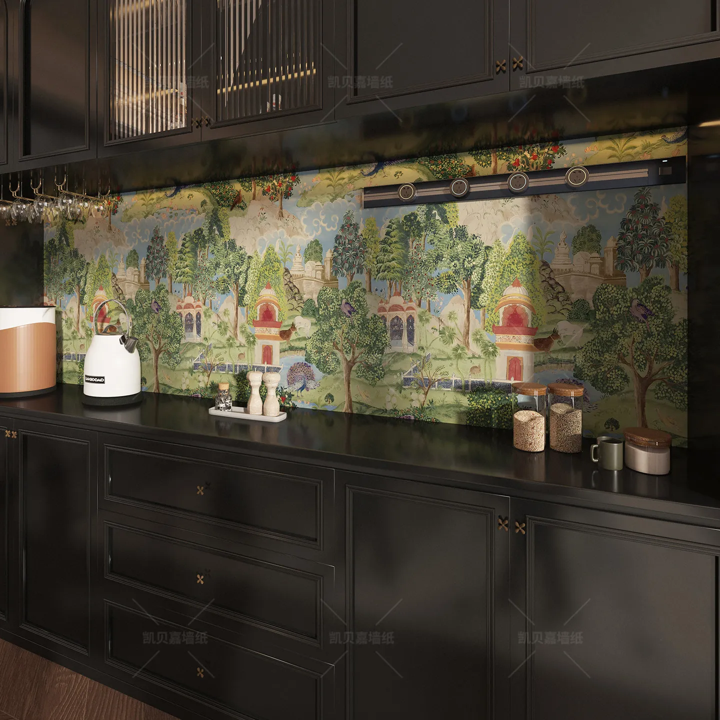 

American retro transformation side cabinet sticker furniture renovation film French decoration entrance cabinet sticker self-adh