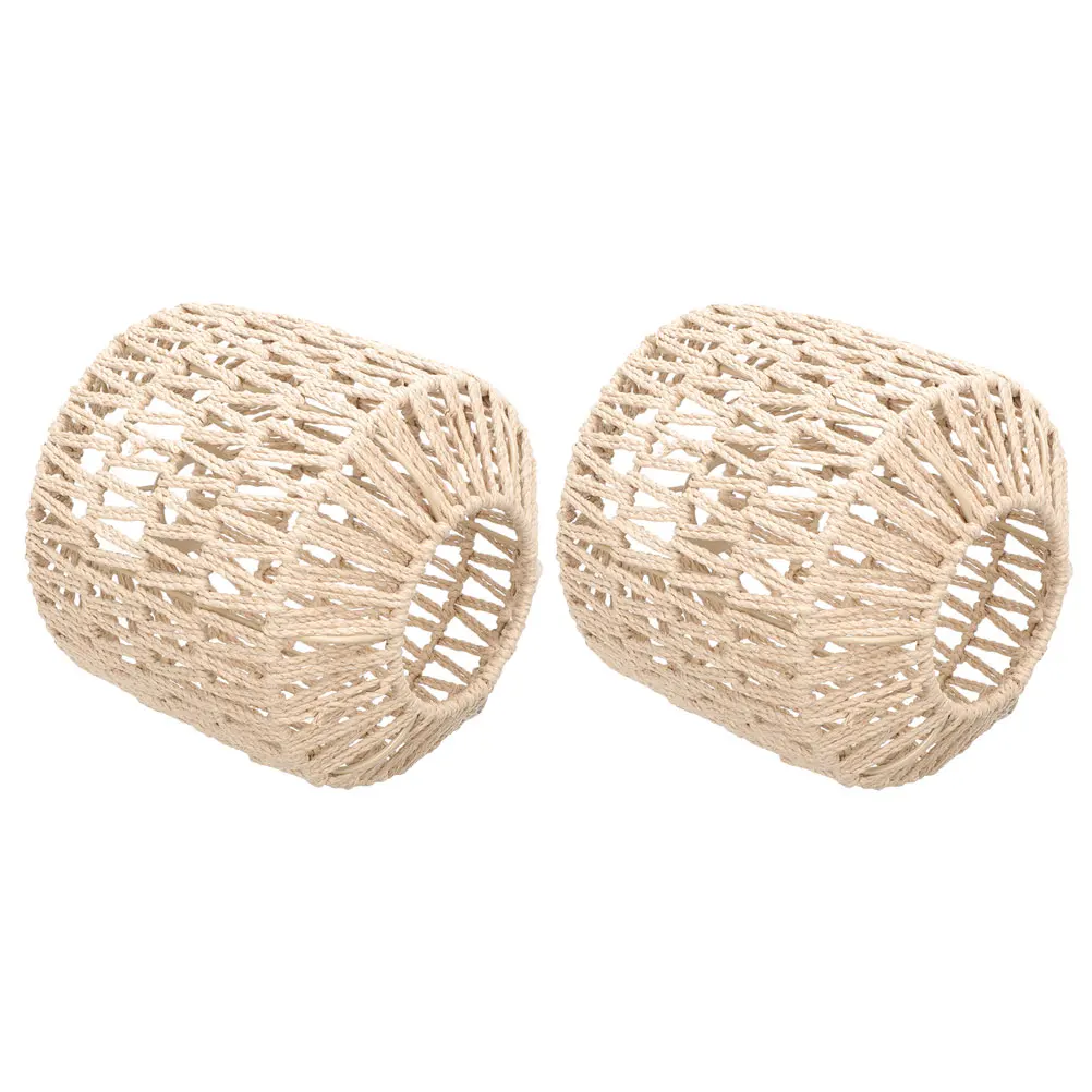 

2Pcs Vintage Woven Paper Lampshade Rustic Home Decor Easy Install Chandelier Cover Shade Ceiling Light Shade