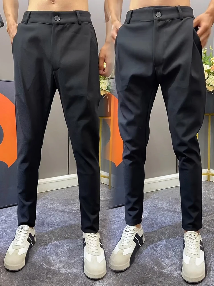 

Slim Fit Korean Sle Bla Small West Pants Autumn Faion Trendy Guy Jeans Nine Points Cone ape Men's Casual Pants