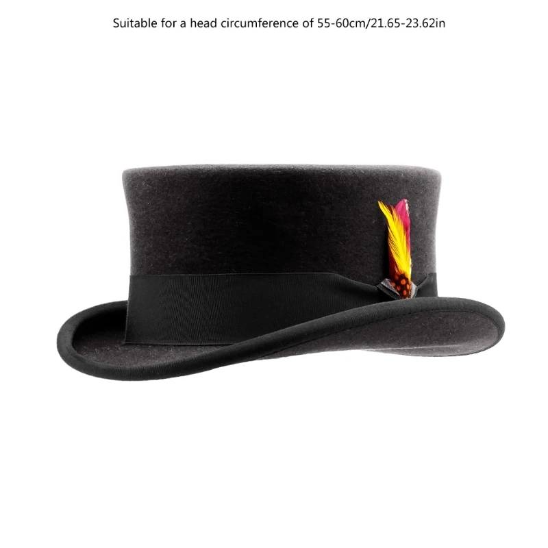 Wool Top Hat Old-fashioned Fedoras Hat Top Hat for Celebration Party Top Hat