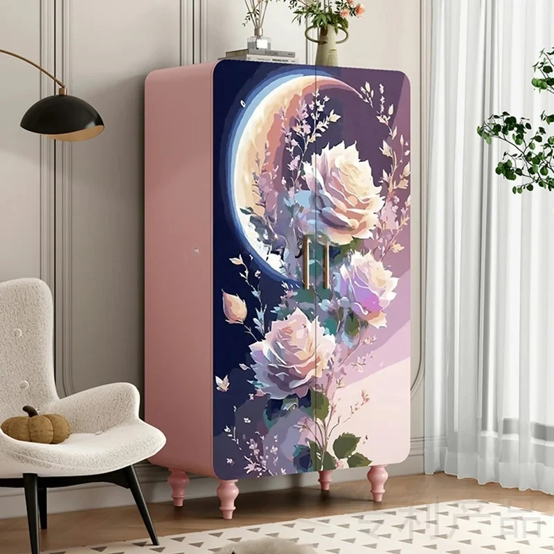 

Полный шкаф из цельного дерева, французский романтический розовый шкаф для хранения в спальне, декоративный шкаф в виде розы