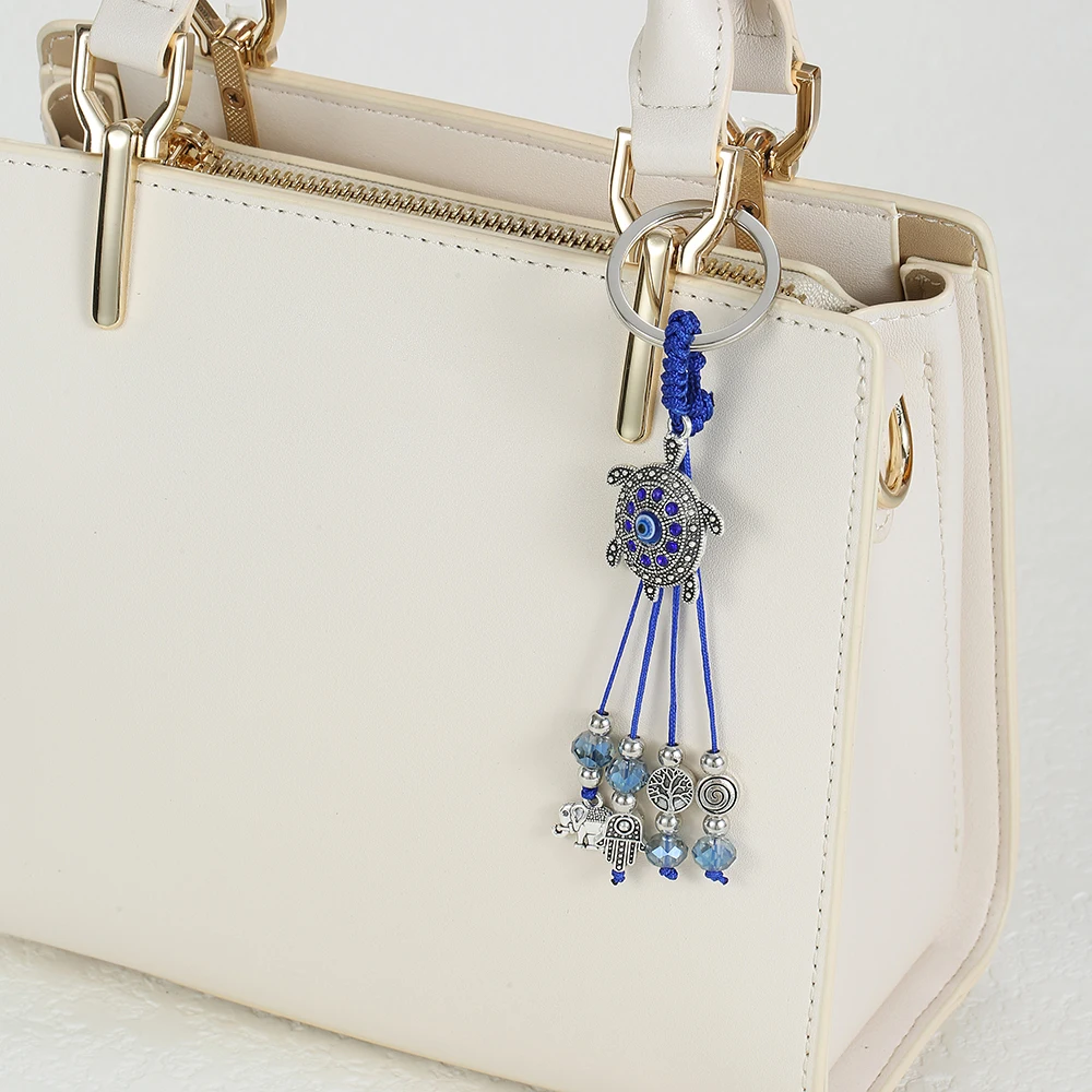 سلسلة مفاتيح على شكل سلحفاة شريرة ، نمط ملون ، حلقة مفاتيح سيارة بحبل من الشر اليوناني #5