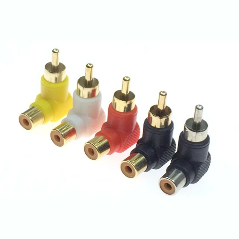 

5/10/30/50/100Pcs/lot RCA Plating Gold 90 Degree Elbow RCA Right Angle Connector Plug Adapters Male To Female Audio