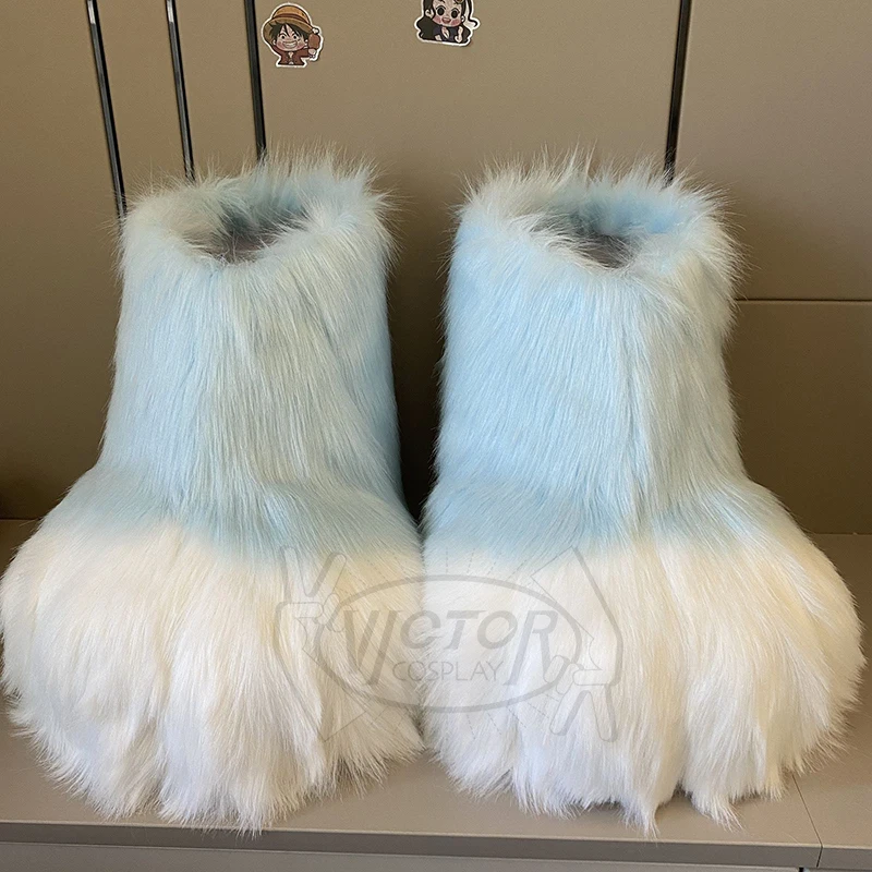 New Kig Fursuit Cosplay Paw Shoes Furry Fursuit Cosplay Rubbit Cat Boots Cute Fluffy Animal Manga Party Cos Wearable Costume