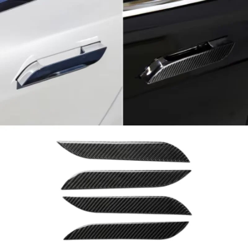 For Tesla Model S 2019-2023 Car Door Handle Wrap Decoration Stickers ABS Carbon Fiber Modification Handle Cover Kit Protector