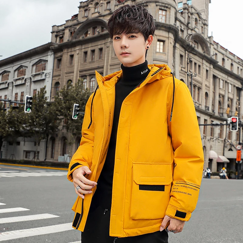 

Новая зимняя мужская повседневная прочная куртка-пуховик из полиэфирного волокна, модная, теплая, с наполнителем из белого пуха, утепленная, ветрозащитная