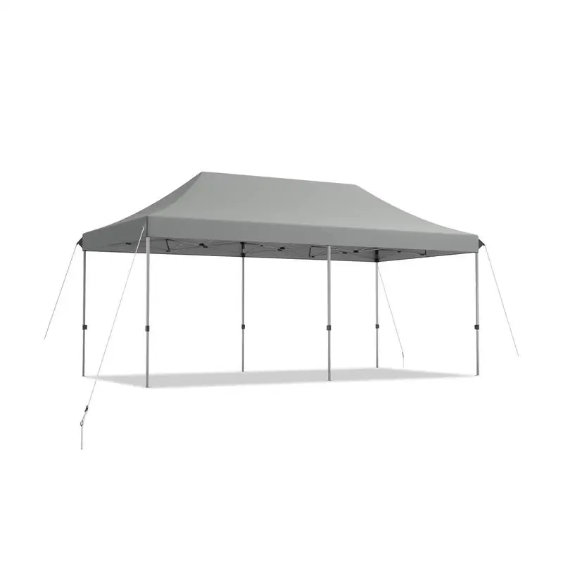 

10 x 20 Feet Adjustable Folding Heavy Duty Sun Shelter with Carrying Bag-Gray