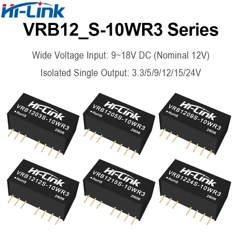 Hilink VRB1224S-10WR3 DC-DC Isolated Power Module VRB1205S-10WR3 VRB1212S-10WR3 10W 12V to 5V 12V 15V 24V SIP Package