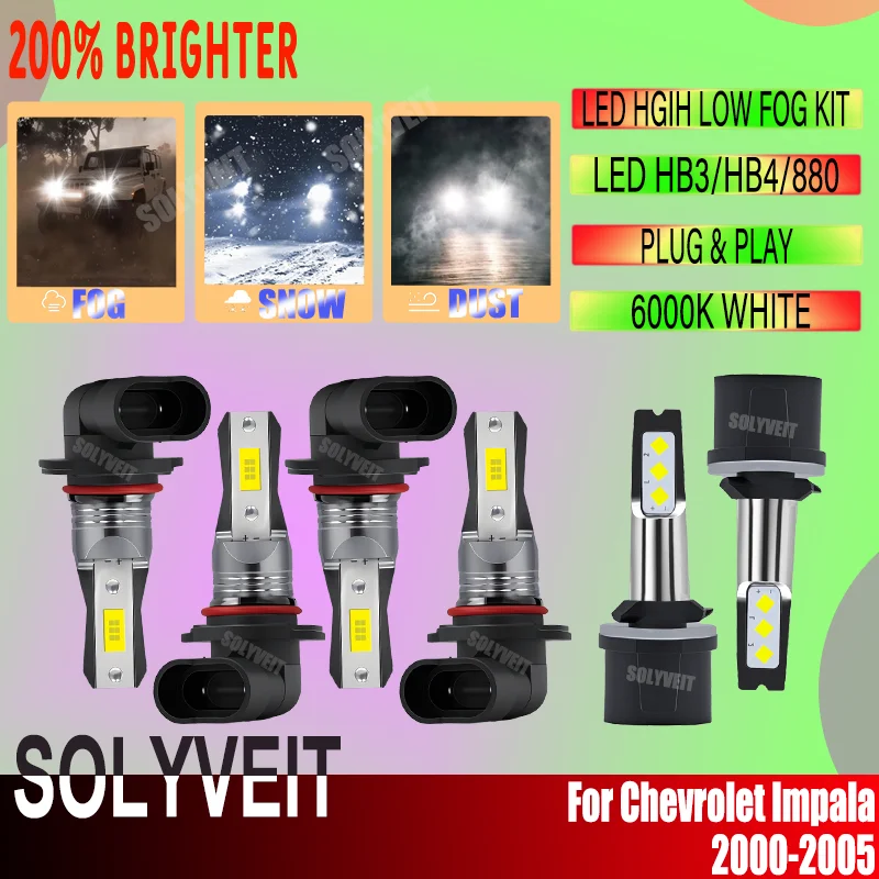 

A New Dawn for Night Driving 6000k White 12v led car Light Headlamp Foglamp For Chevrolet Impala 2000 2001 2002 2003 2004 2005