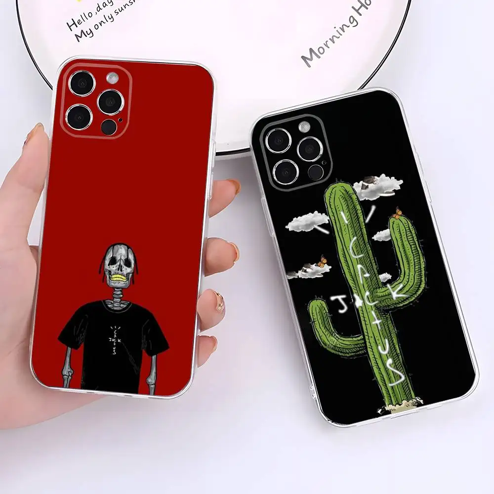 

C-Cactus J-Jack Travis Scott Phone Case For iPhone 17,16,15,14,13,12,11 Pro,Max,Plus,X,XS,XR,SE4,E Mini Transparent Soft Cover