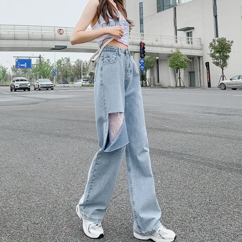 Straight Leg Jeans Women 2023 Female Clothing Women's Pants Y2k Jeans Woman High Waist Vintage Clothes Denim Korean Fashion Blue