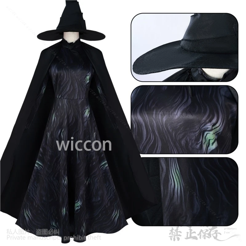 Elphaba cosplay Wicked costume Gotic Black Dress Lolita Uniform Wigs Halloween Christmas Party Suit Cos Woman Girls Customized