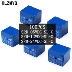 100pcs DC 5V 12V 24V Power Relé SRD-05VDC-SL-C PCB Tipo SRD-12VDC-SL-C Relés DIY Kit Eletrônico