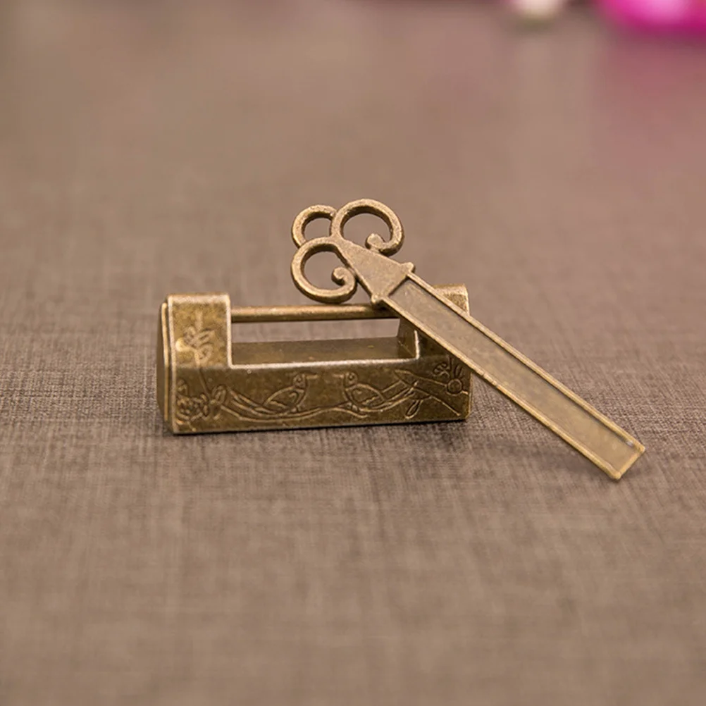 

1Set Retro Copper Lock Vintage Chinese Padlock for Jewelry Box Mini Latch Gift Lock Zinc Alloy Buckle Small Box Closure