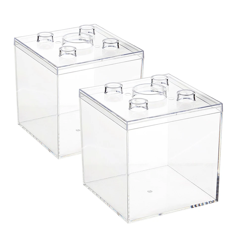 2Pcs Transparent Storage Boxes Plastic Organizer for Desk Drawer Supplies Candy Artware Neatly Arrange Small Things Stackable
