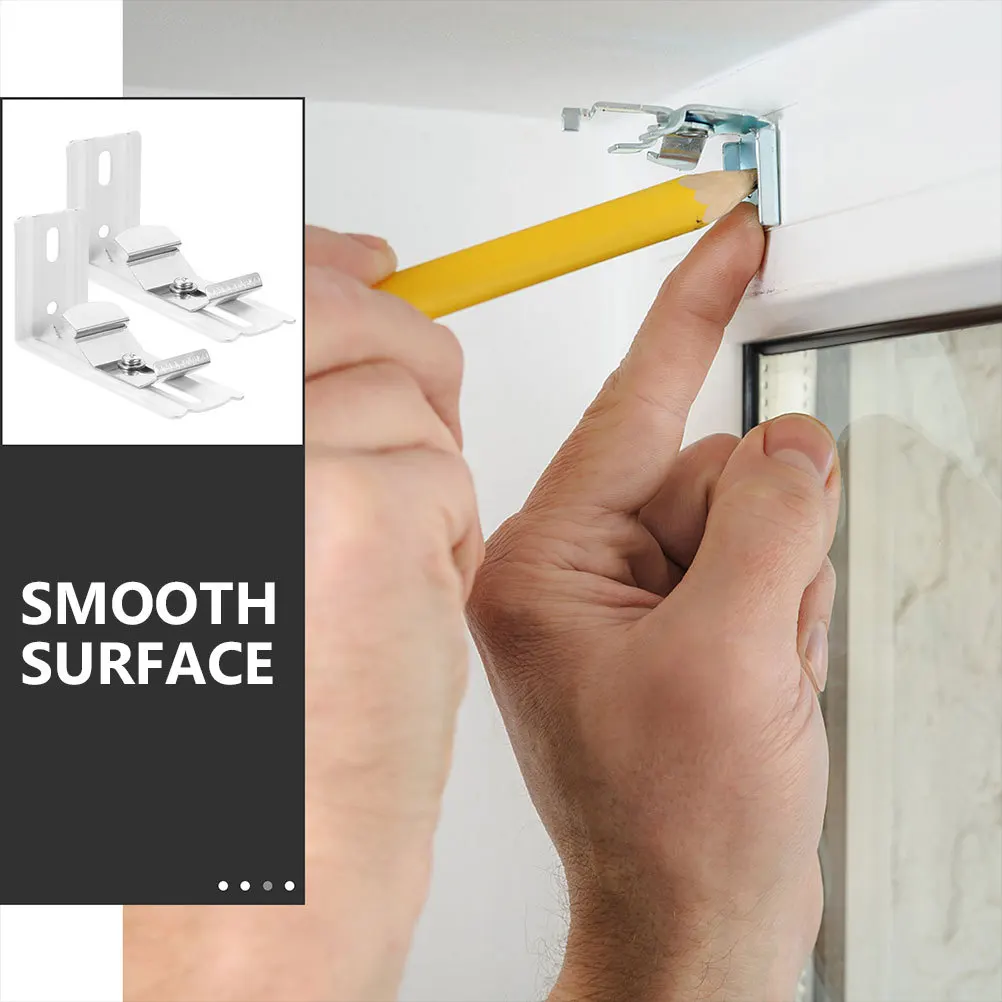 

2pcs Vertical Blind L Bracket Metal Sturdy Corrosion Resistant Curtain Track Mounting Bracket For Home Office Bedroom Kitchen