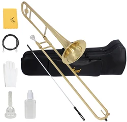 OEM Bb Tenor Trombone Piccolo Marching Trombone Instrument with Mouthpiece Case Sets