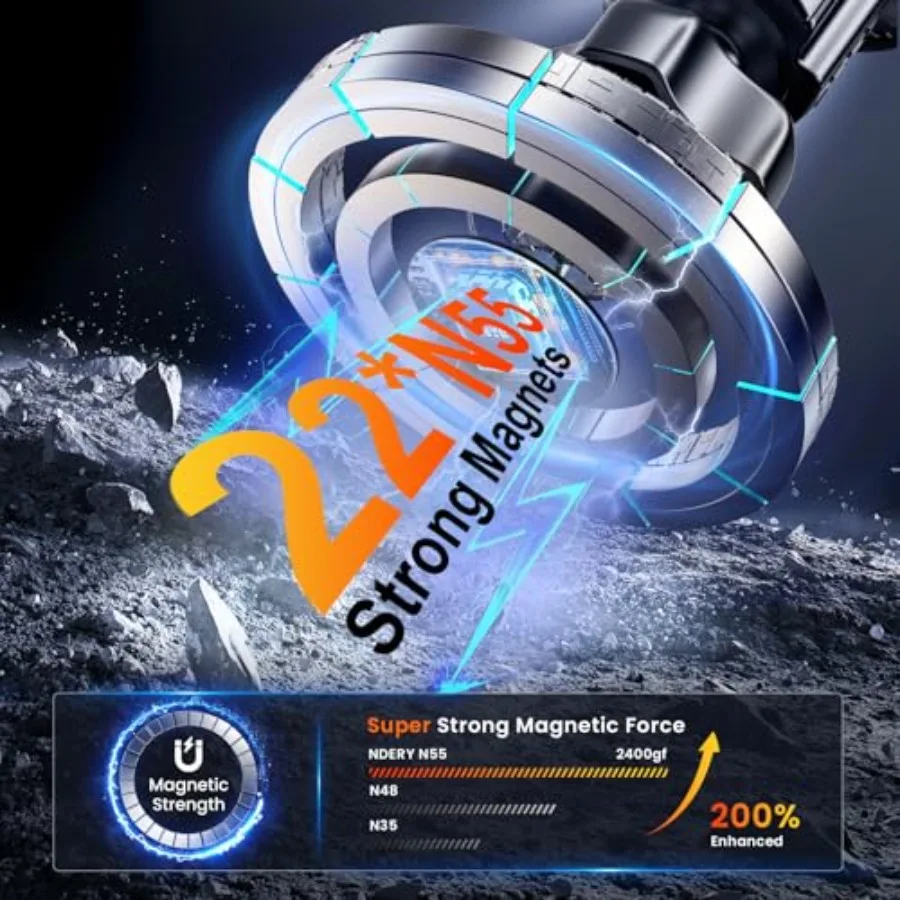Suporte de telefone magnético atualizado 2025 para carro com 22 ímãs fortes e design de ganchos duplos universal compatível com iPhone 16