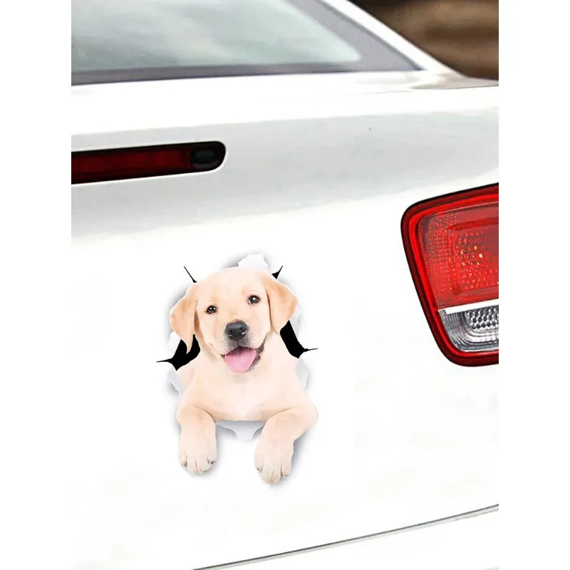 Self-adhesive Decal Car Sticker Waterproof Auto Decors on Bumper Rear Window Laptop CUTE WHITE LABRADOR 13 cm/17 cm  PVC KK